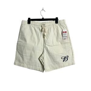 Budweiser X PacSun Chino Shorts Mens Large White Drawstring Elastic Waist NWT